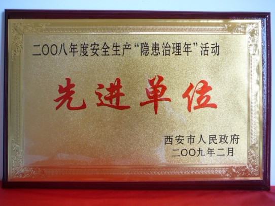 2009年2月，被西安市人民政府評為2008年度安全生產(chǎn)“隱患治理年”活動先進(jìn)單位